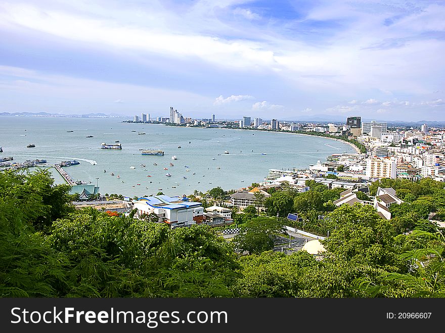 The Bird eye view of pattaya city, Thailand