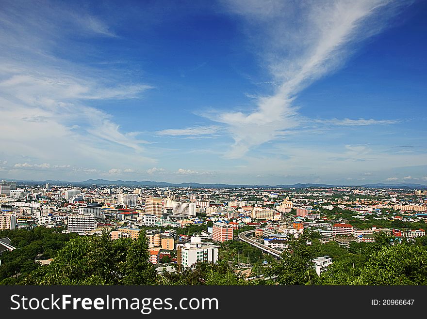 The Bird eye view of pattaya city, Thailand