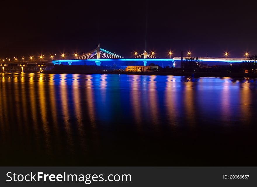 Night Scene Of A Highway Bridge