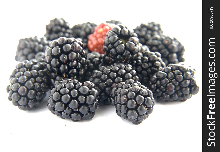 blackberries on white isolated background