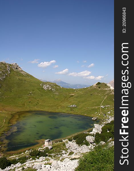 Image of a lake in the Dolomites Italy. Image of a lake in the Dolomites Italy
