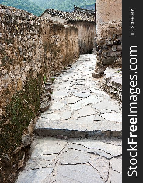 The old brick house of the ancient village in mountains, Beijing, China