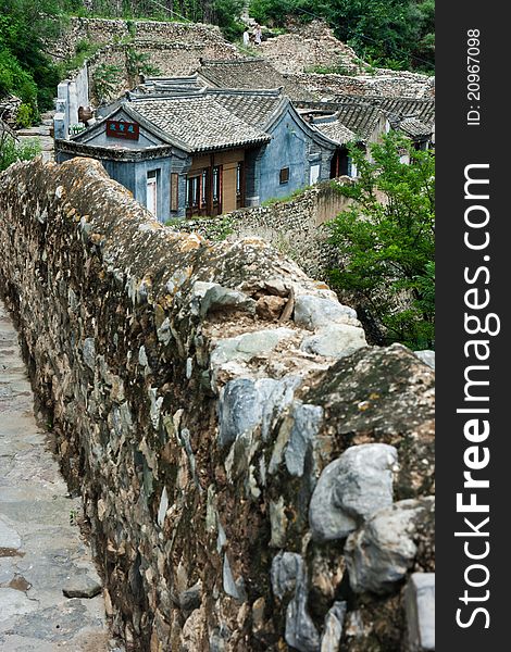 The old brick house of the ancient village in mountains, Beijing, China