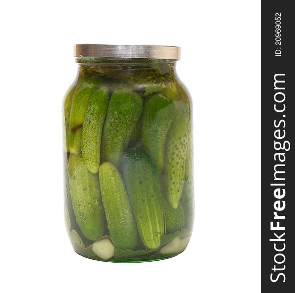 Jar of pickles it is isolated on a white background. Jar of pickles it is isolated on a white background