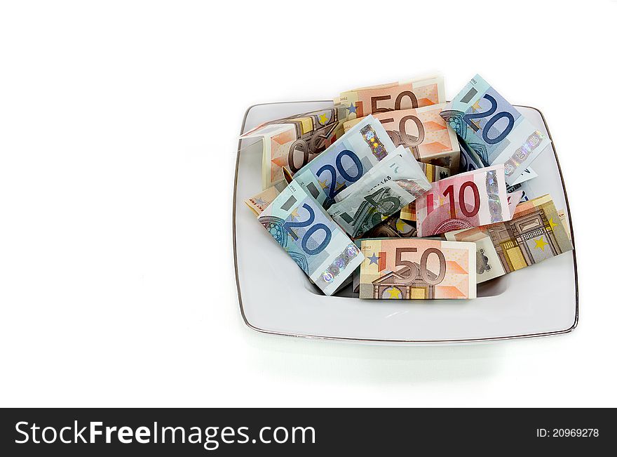 Background consists of notes of different values of euros. Background consists of notes of different values of euros