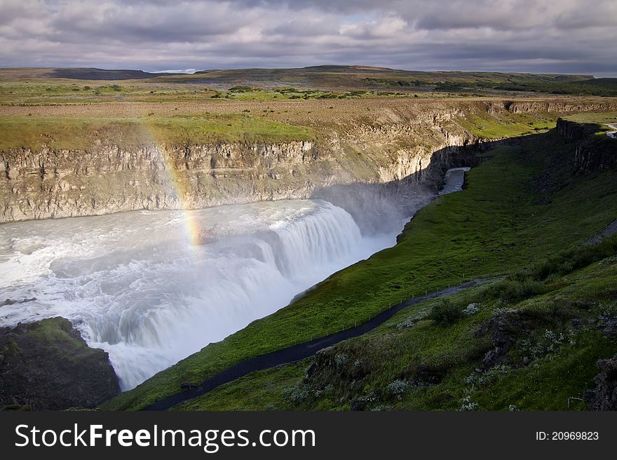 Gullfoss waterfall near Reykjavik is one of the most popular places of interest along so called Golden Ring - route from Reykjavik. Gullfoss waterfall near Reykjavik is one of the most popular places of interest along so called Golden Ring - route from Reykjavik.