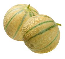 Two Melons Cantaloup , Isolated On White Stock Images Two Melons Cantaloup , Isolated On White Stock Images