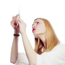 Pretty Nurse With Syringe Stock Image Pretty Nurse With Syringe Stock Image