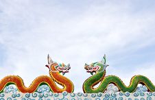 Two Thai Dragon Statue Royalty Free Stock Images Two Thai Dragon Statue Royalty Free Stock Images