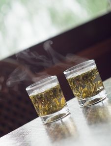 Glass Of Chinese Green Tea Stock Photos Glass Of Chinese Green Tea Stock Photos