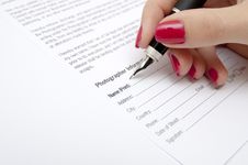 Female Hand Signing Contract Stock Photo Female Hand Signing Contract Stock Photo