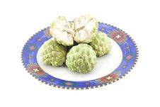 Custard Apples Group And  Opened One Stock Photo