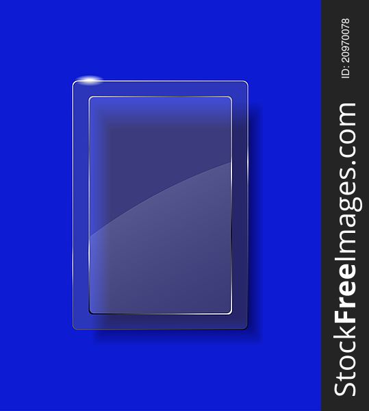 Glass plate on a blue background is shown in the picture. Glass plate on a blue background is shown in the picture.