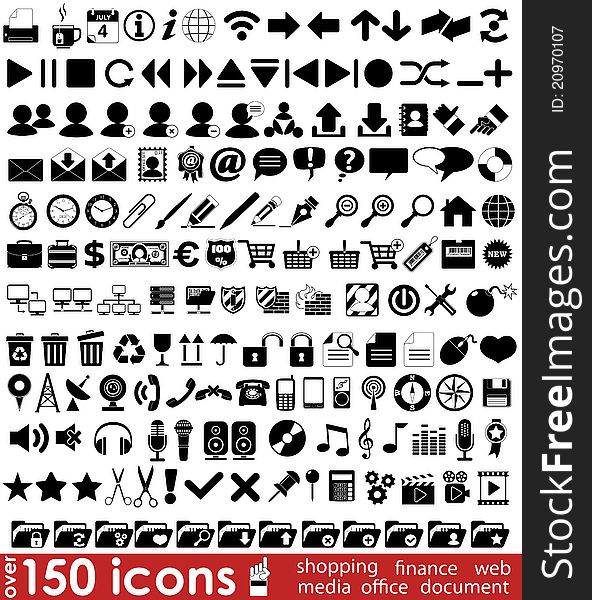 Over 150 web icons for your design