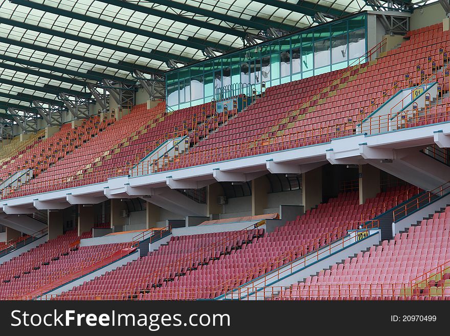 Empty grandstand for spectators at the stadium. Empty grandstand for spectators at the stadium