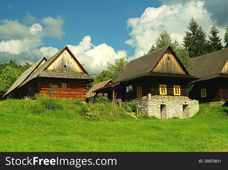 Wooden houses, folk architecture in the Czech mountais