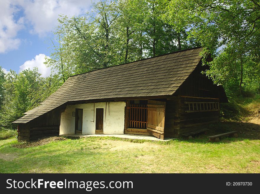 Wooden house, folk architecture in the Czech mountais