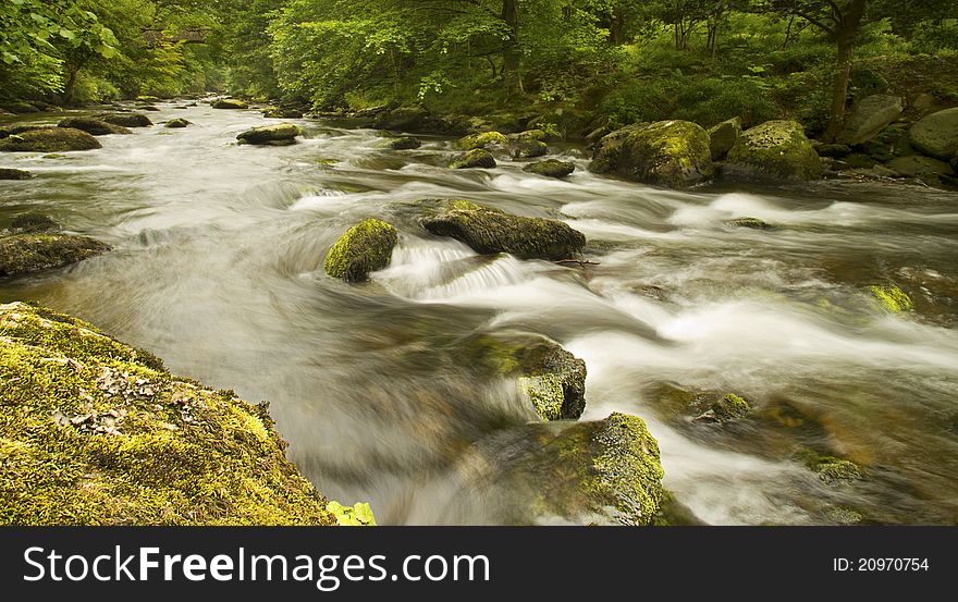 Fast Flowing Barle River Exmoor. Fast Flowing Barle River Exmoor