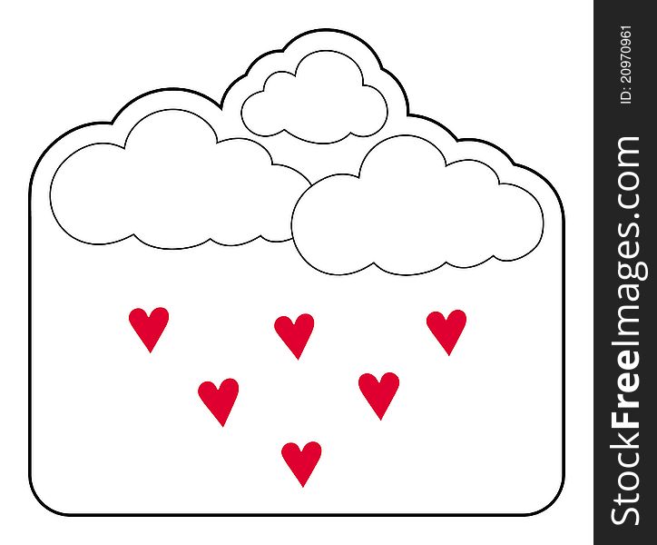 Clouds and hearts love letter concept