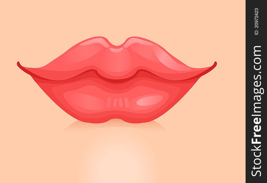 Girl S Pink Lips. Vector Illustration.