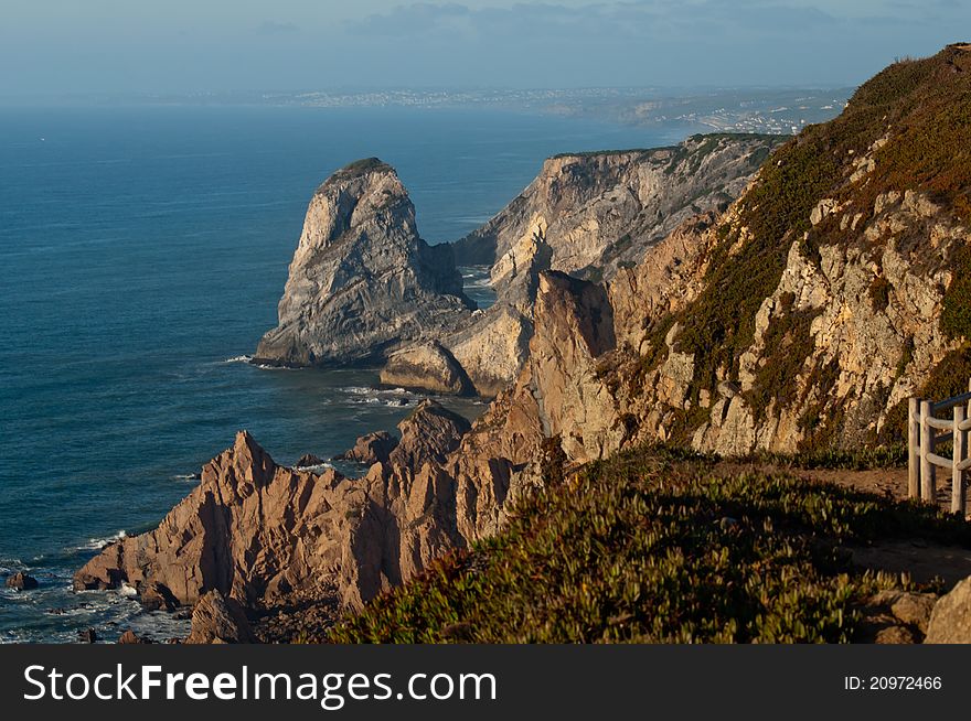 Landscape Atlantic Ocean in Portugal, Cabo de Roca, the most remote region of Europe