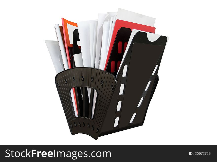 The image of documents in a paper rest