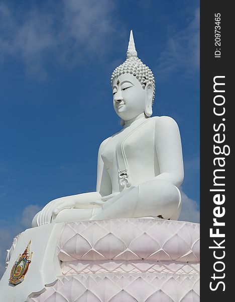 The Big white Buddha image Taken in Pasak Dam park , Thailand