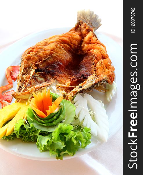 Deep fried fish in Thai food dish