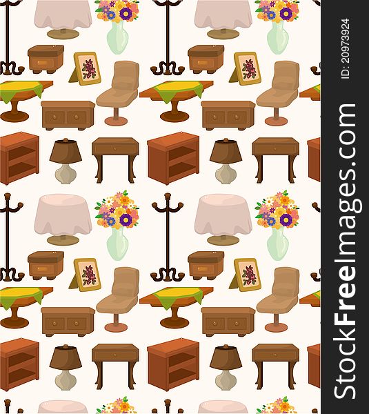 Cartoon Furniture seamless pattern