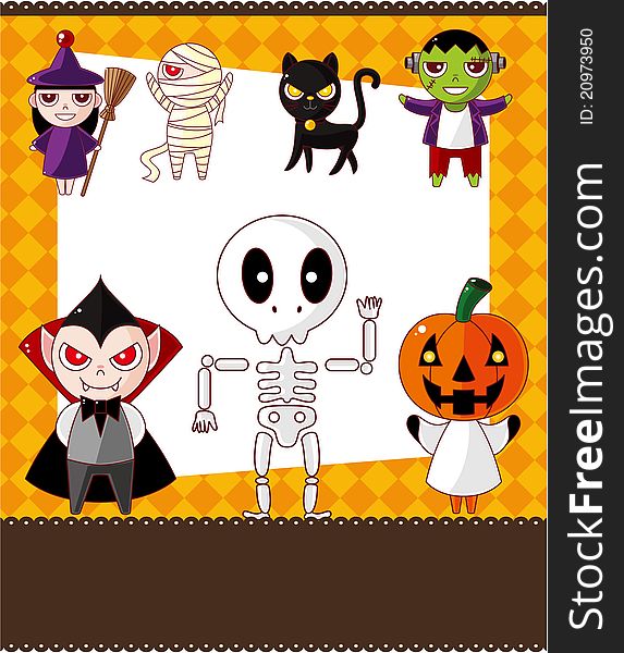Cartoon Halloween card,vector,illustration