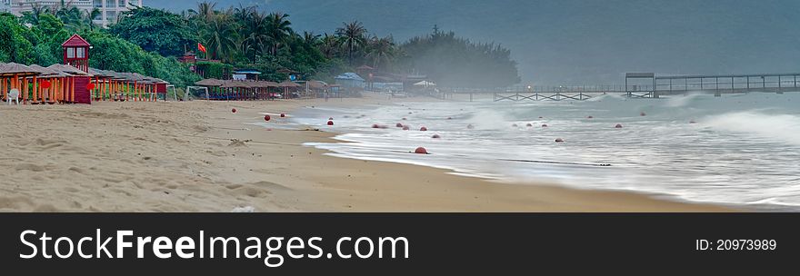 Panorama Image of Hainan beach early in the morning. China