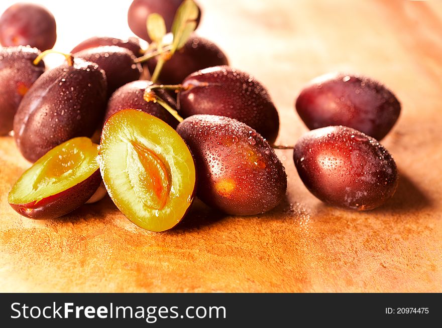 Fresh Plums from Tree, washed and ready to eat