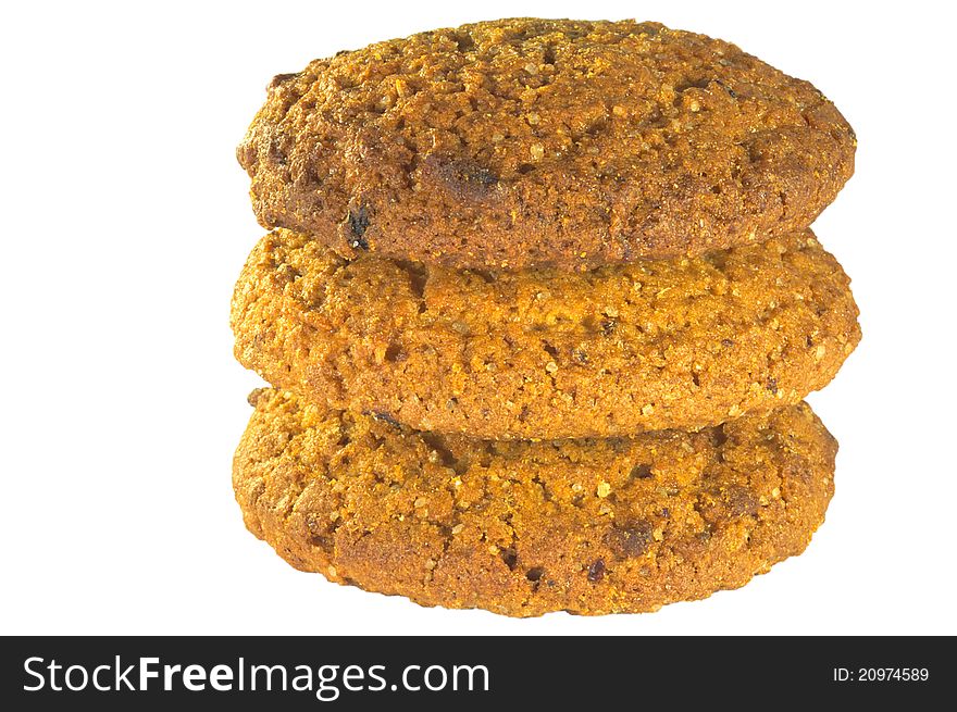 Towel of three oatmeal cookies. Towel of three oatmeal cookies