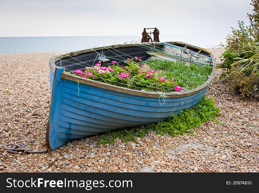 Boat with flowers in it