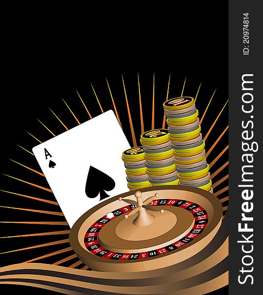 An image with a roulette wheel, poker chips, and an Ace of Space. An image with a roulette wheel, poker chips, and an Ace of Space.