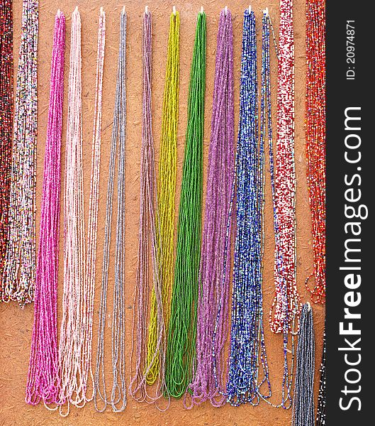 Colorful thread made of beads