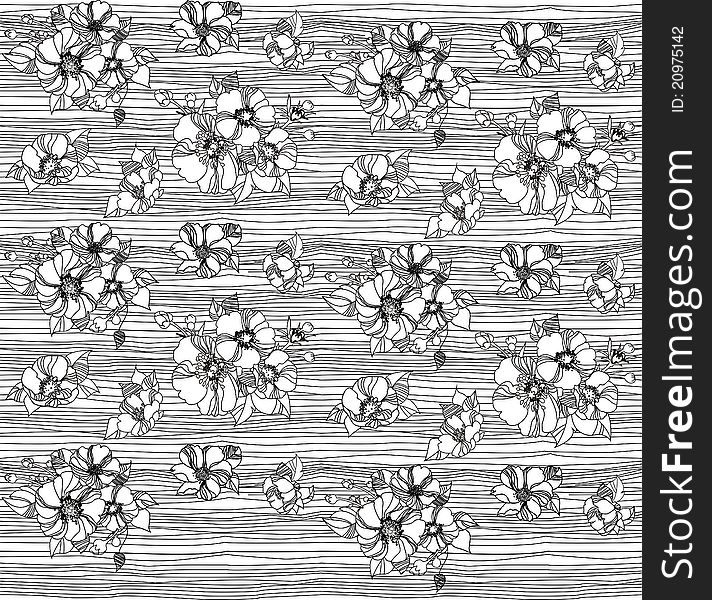 Black and white flowers lineart