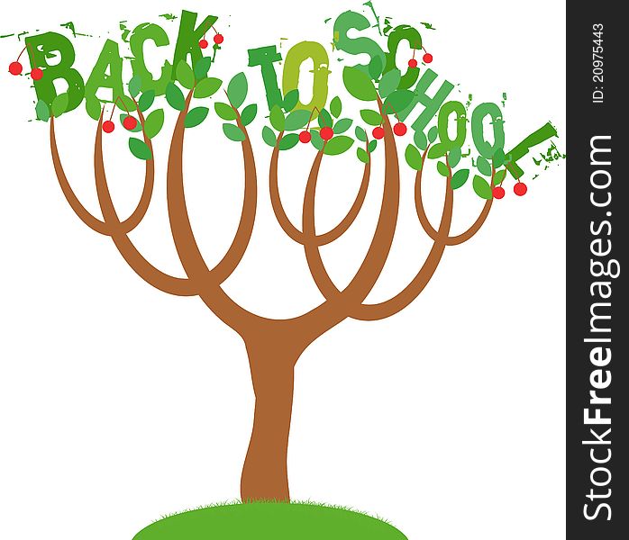 Back to school sign designed as tree