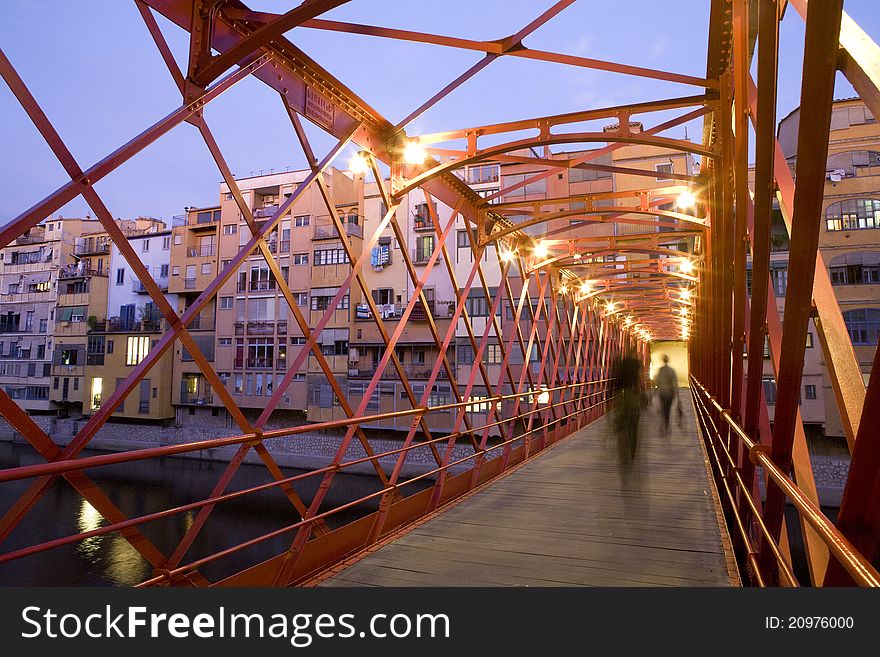 A view of the Girona's Eiffel Bridge, on of the most popular bridges in the City.