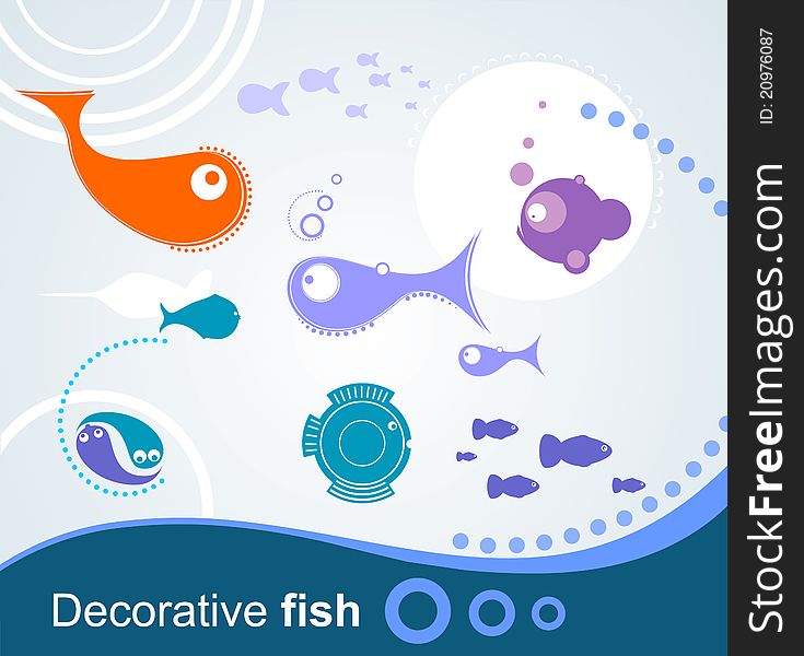 Decorative small nice fishes ,original Illustration. Decorative small nice fishes ,original Illustration