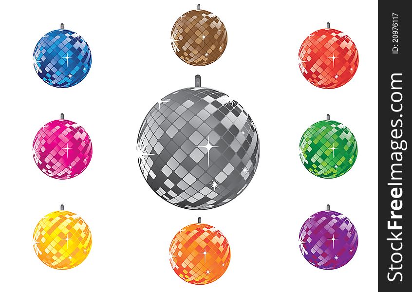 Illustration of discoballs isolated on white