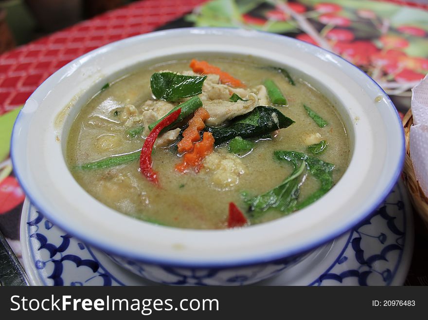 Asian Green Curry is a mixture of traditional asian spice that is served hot and spicy.