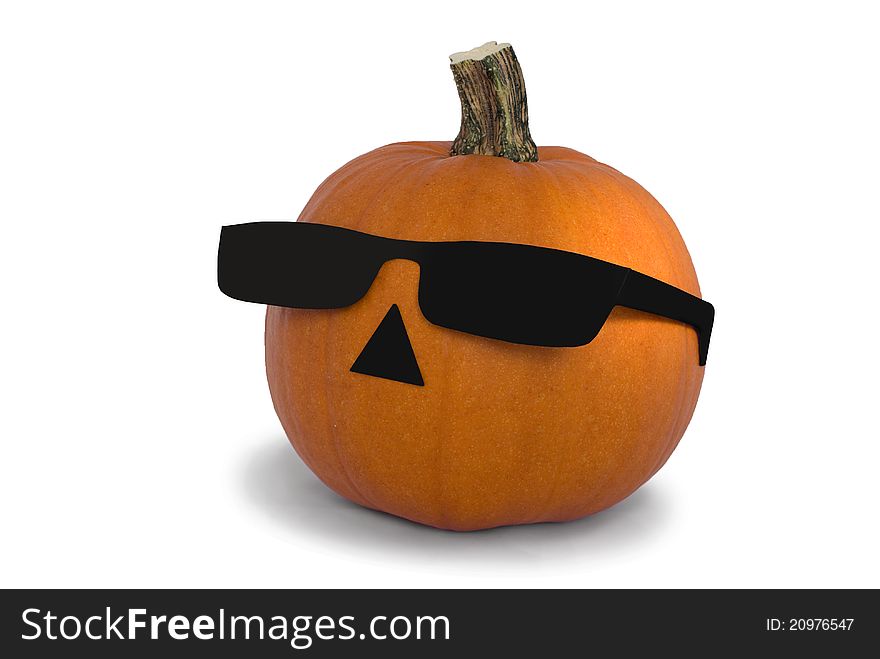 Alternative Halloween Pumpkin with black sunglasses (you can paint a terrible smile or happy)