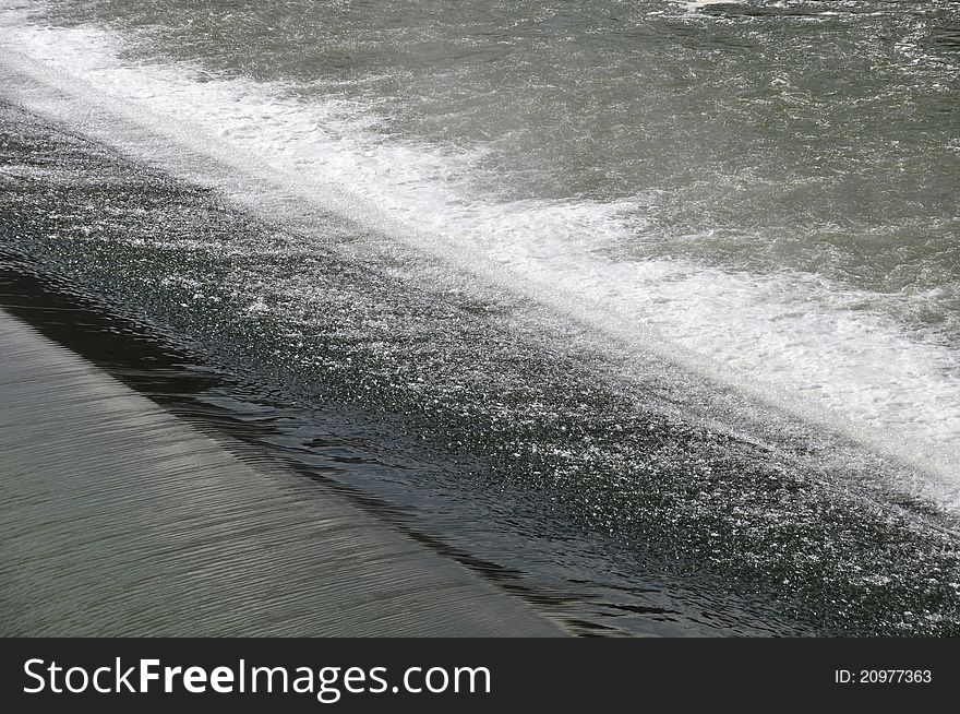 Artificial waterfall on the Arno river in Italy