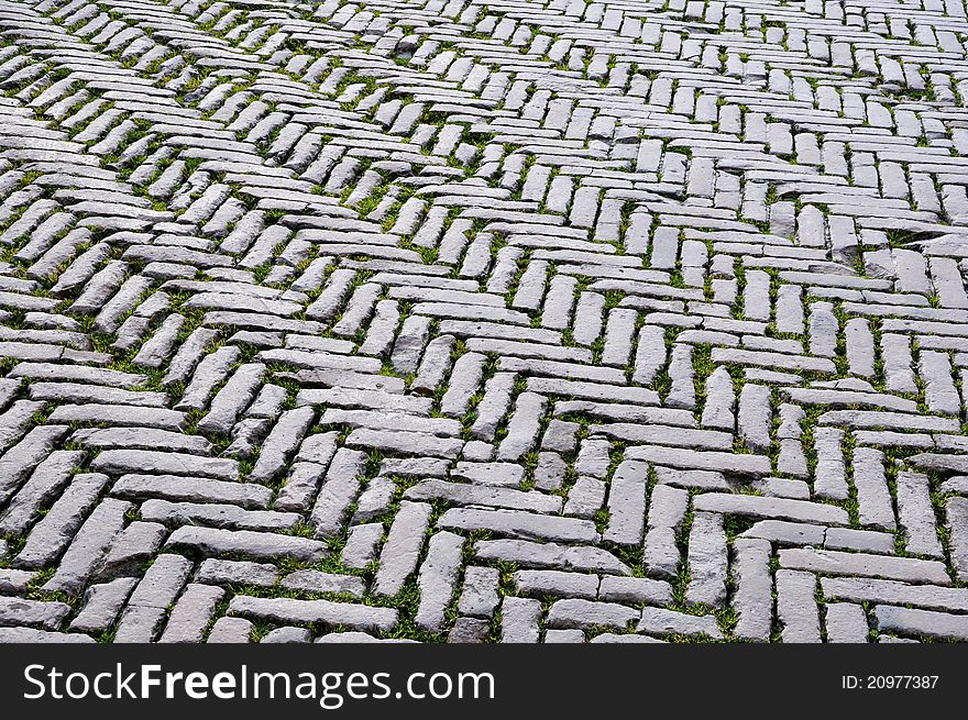 Vintage paved floor in San Gimignano, Italy