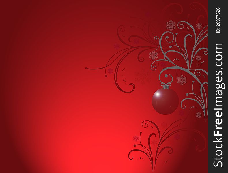 Christmas background with tree branches, snowflakes, balls and ornament. Christmas background with tree branches, snowflakes, balls and ornament