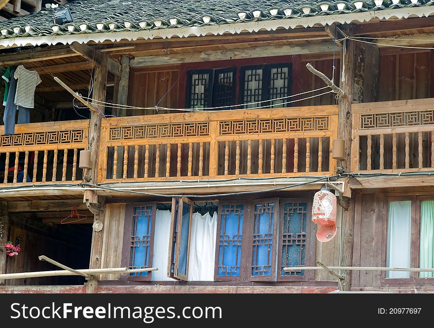 Zhaoxing Chinese Village old architecture. Life in the Village near the river. Zhaoxing Chinese Village old architecture. Life in the Village near the river.