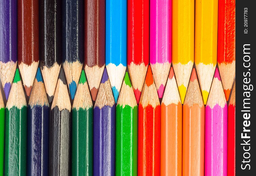Colorful pencils closeup macro shot
