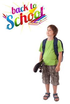 Kid With Back To School Theme Isolated On White Royalty Free Stock Photography Kid With Back To School Theme Isolated On White Royalty Free Stock Photography
