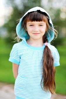 Outdoor Portrait Of Cute Child Girl In Blue Jacket Stock Images Outdoor Portrait Of Cute Child Girl In Blue Jacket Stock Images